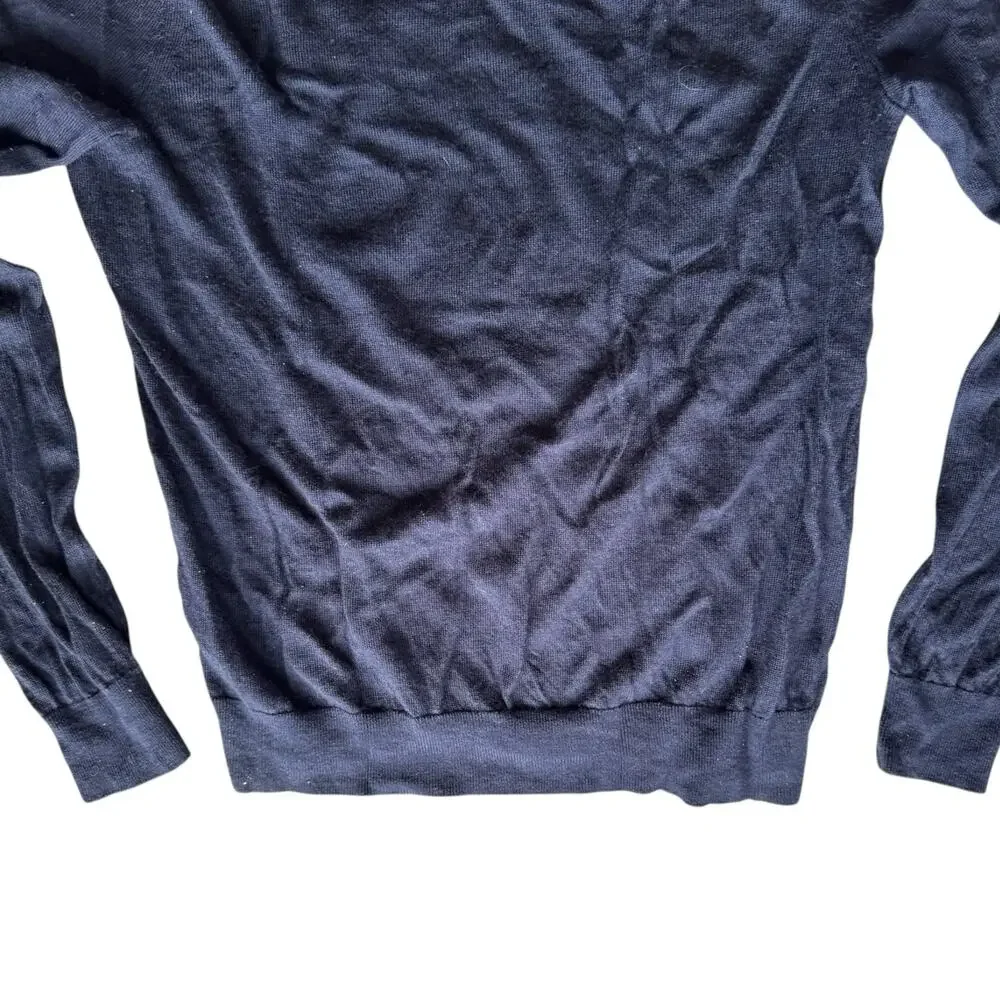 Banana Republic Factory Men's Navy Merino Wool‎ Blend Half Zip Sweater - Large